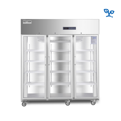 Réfrigérateur médical en verre de chauffage de 304 pharmacies d'acier inoxydable de portes utilisé dans le laboratoire d'hôpital
