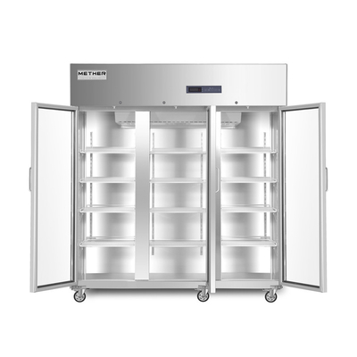 Réfrigérateur médical en verre de chauffage de 304 pharmacies d'acier inoxydable de portes utilisé dans le laboratoire d'hôpital