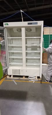 réfrigérateur médical de double pharmacie droite en verre de haute qualité de la porte 656L pour le stockage vaccinique