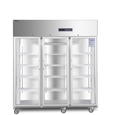 réfrigérateur de haute qualité R134a de pharmacie de degré de 1500L 2 à 8 avec trois portes en verre