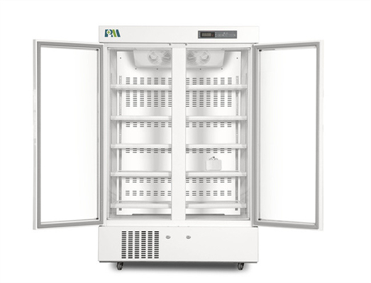 réfrigérateur médical de double pharmacie droite en verre de haute qualité de la porte 656L pour le stockage vaccinique