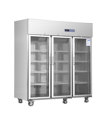 Trois réfrigérateur médical des portes 1500L de pharmacie en verre de capacité pour le magasin médical