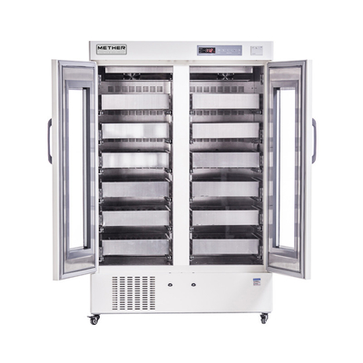 658 litres de grande capacité du sang de congélateur biomédical de banque avec la double porte de verre spongieux