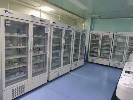 Doubles pharmacie de porte et réfrigérateur en verre de haute qualité de laboratoire avec LED 656L léger intérieur la plus grande capacité